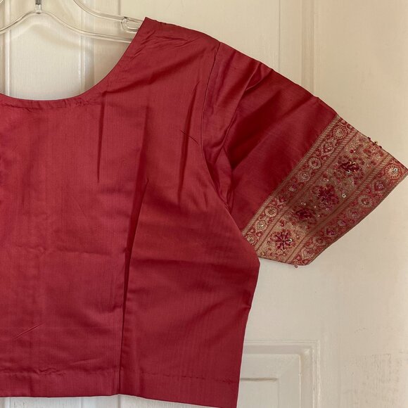 100% Silk Saree - Metallic Threads & Sequins - Rosewood Pink - Picture 3 of 9